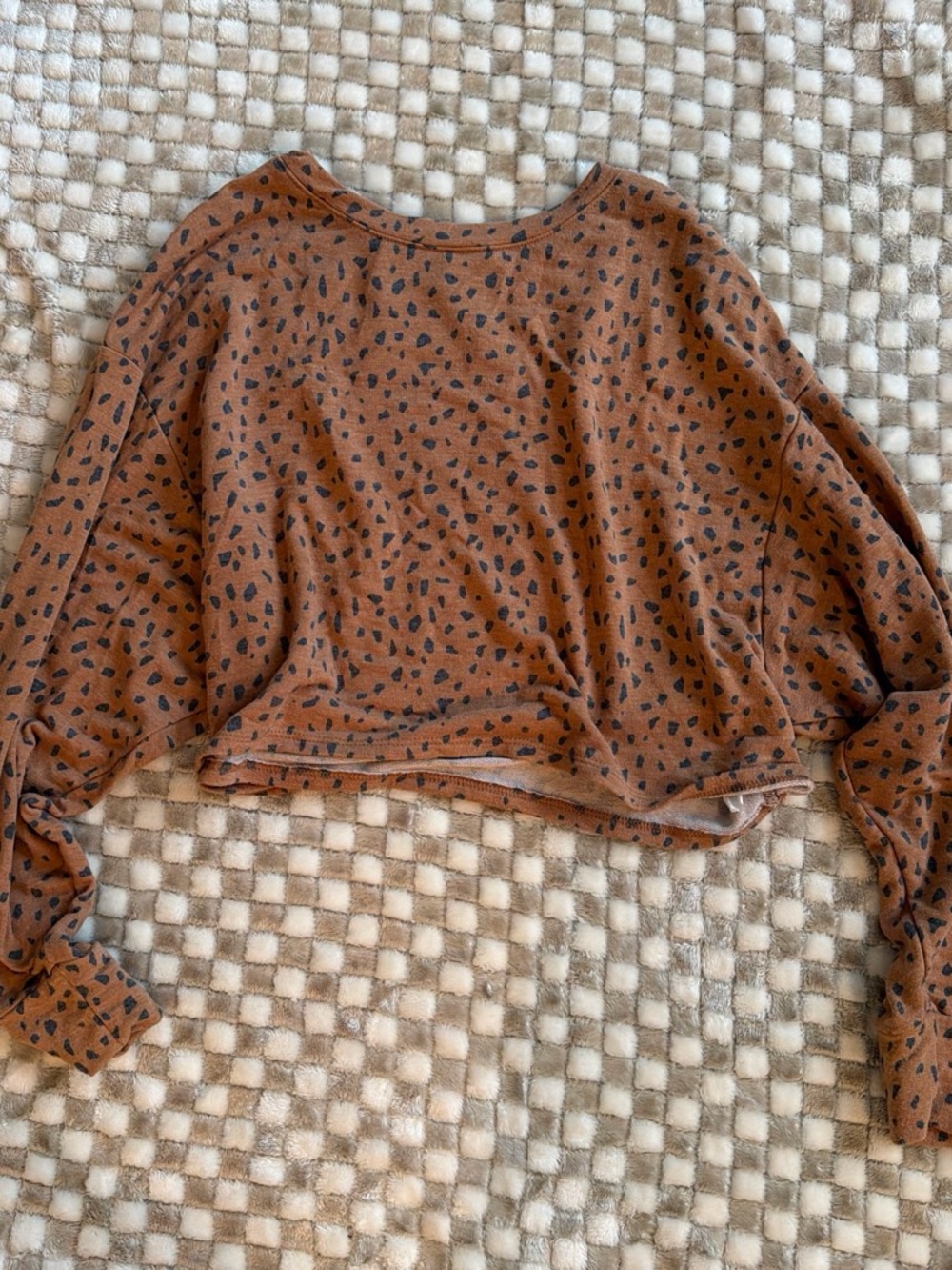 Le Lis Rust Brown Printed Crop Top